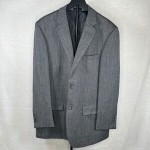 Joseph Feiss Gold Luxury 100% Wool Mens 42 Long Herringbone Sport Coat Blazer‎